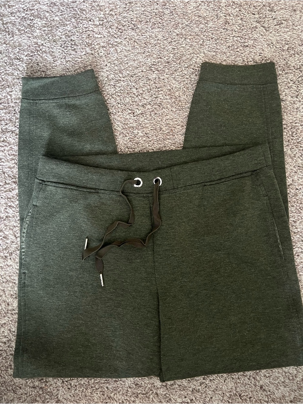 High-Rise Olive Green Drawstring Leggings